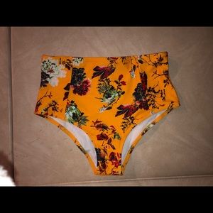 High waisted floral swim bottoms